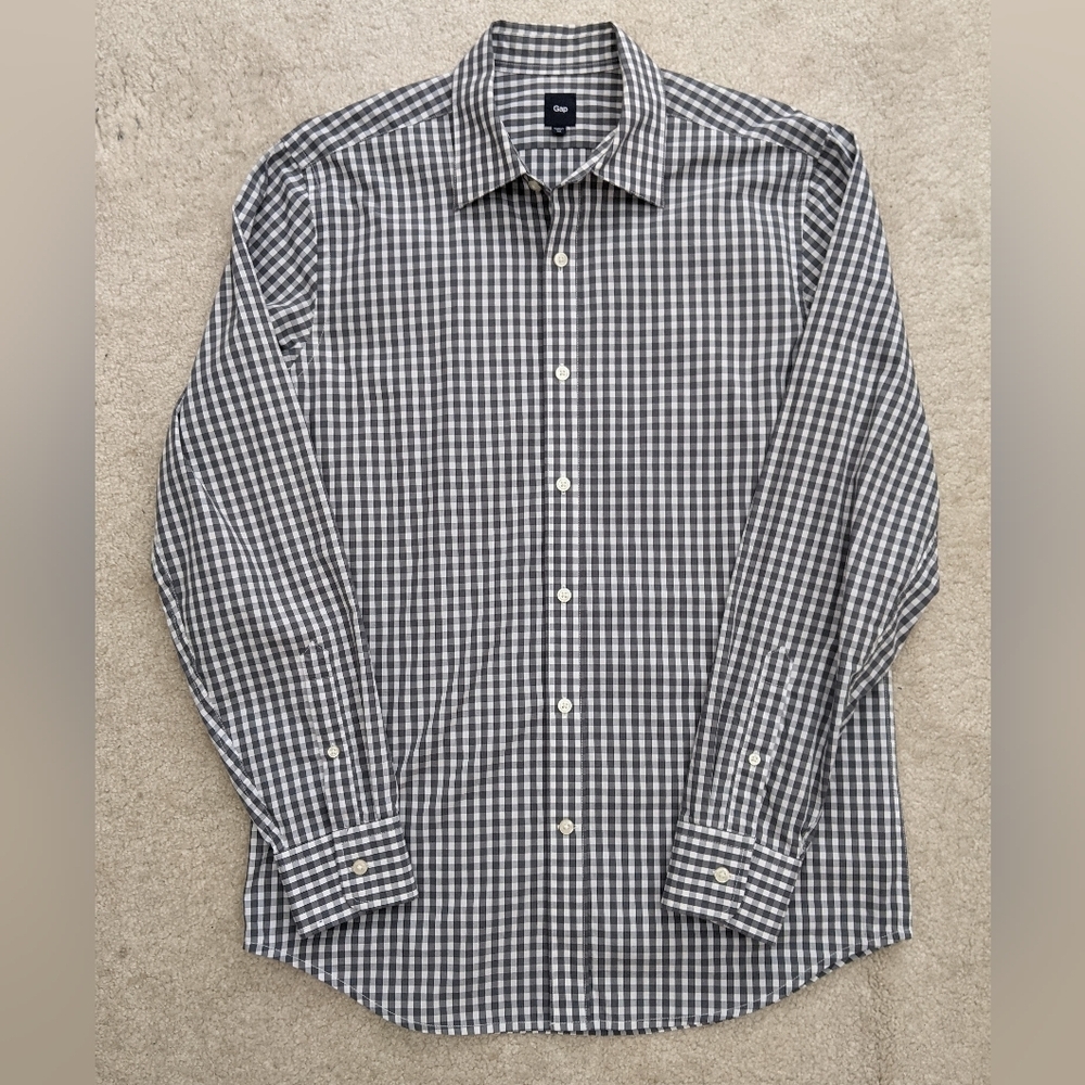 GAP white gray gingham dress shirt